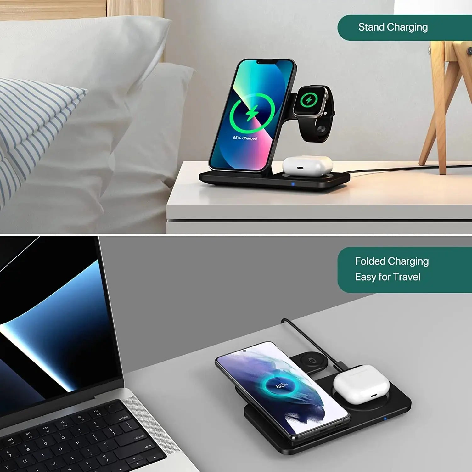 20W 3-in-1 Schnellladeständer für kabelloses laden, iPhone, AirPods und Apple Watch - Raffiniertedinge 20W 3-in-1 Schnellladeständer für kabelloses laden, iPhone, AirPods und Apple Watch - Raffiniertedinge